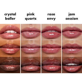 e.l.f. lip oil applied on model lips showing high-gloss, non-sticky shine benefit: wearable finish