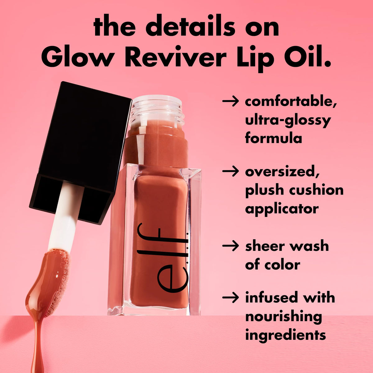 e.l.f. product applied on lips demonstrating high-shine, non-sticky comfort benefit