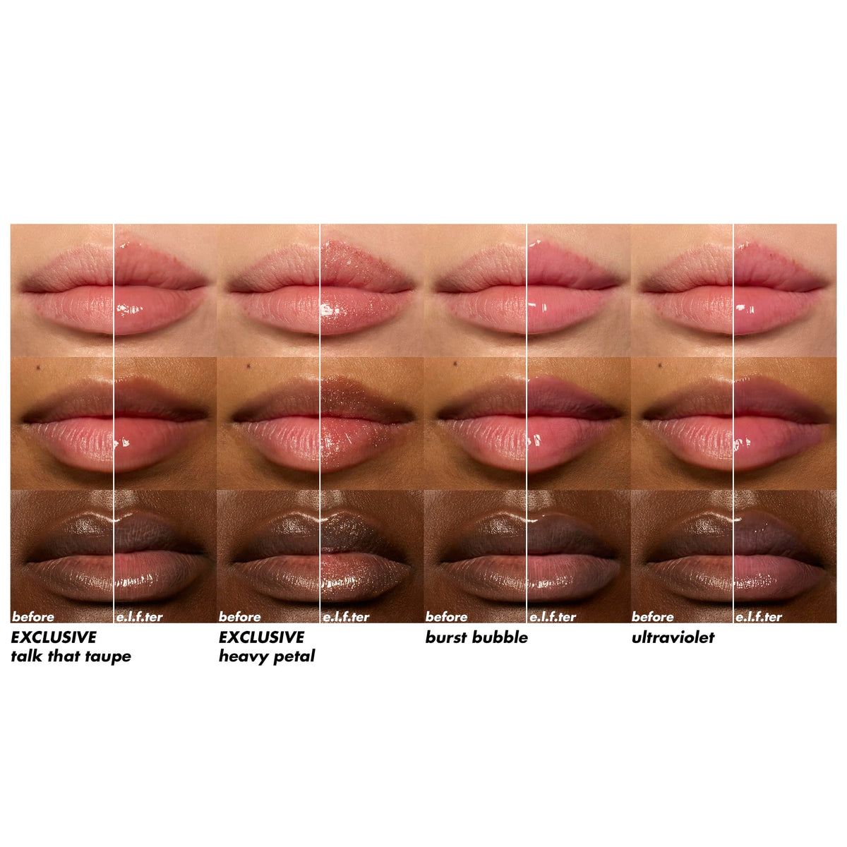 e.l.f. model wearing gloss in lifestyle setting showing natural plumping benefit