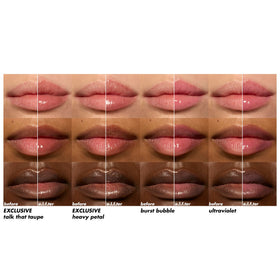 e.l.f. model wearing gloss in lifestyle setting showing natural plumping benefit