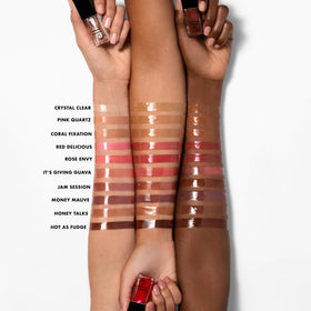 e.l.f. lip oil layered over lipstick adding gloss and color boost benefit