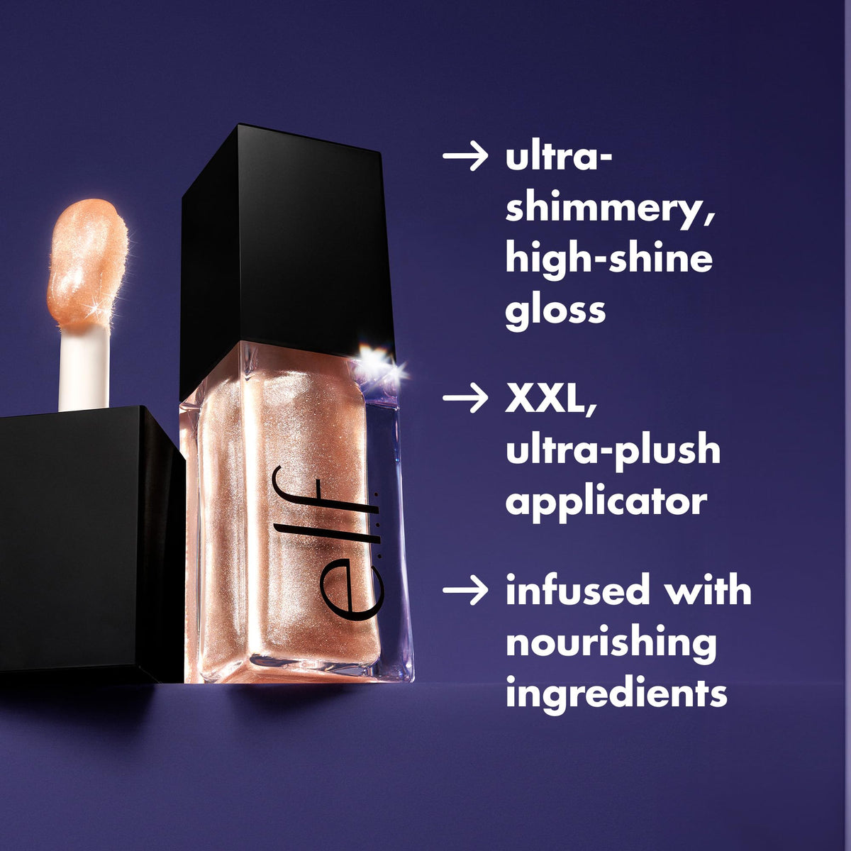 e.l.f. Glow Reviver shades in open tubes showing three tints and one ultra-glimmer