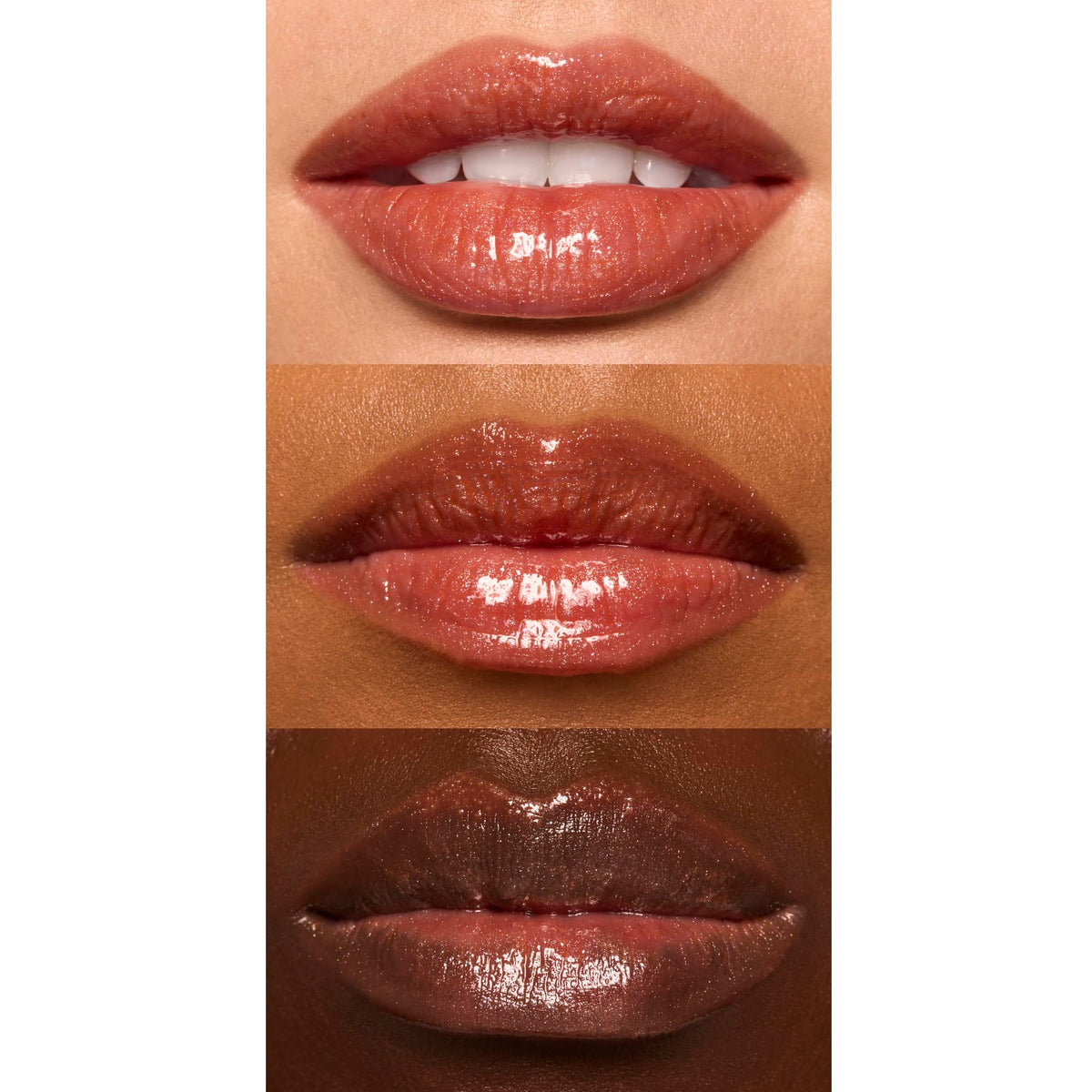 e.l.f. color swatches on hand displaying sheer tint and high-shine finish