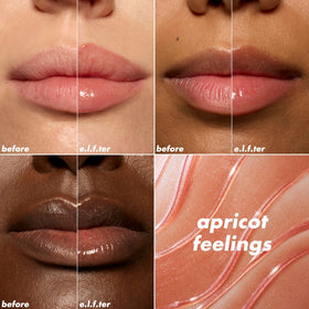 e.l.f. Glow Reviver glossy texture swipe showing shine and glide benefit