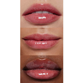 e.l.f. swatch on lips displaying sheer rose tint and high-shine hydration