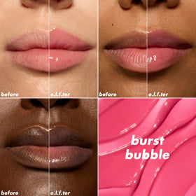 e.l.f. plumping oil texture swirl highlighting lightweight, nourishing oils