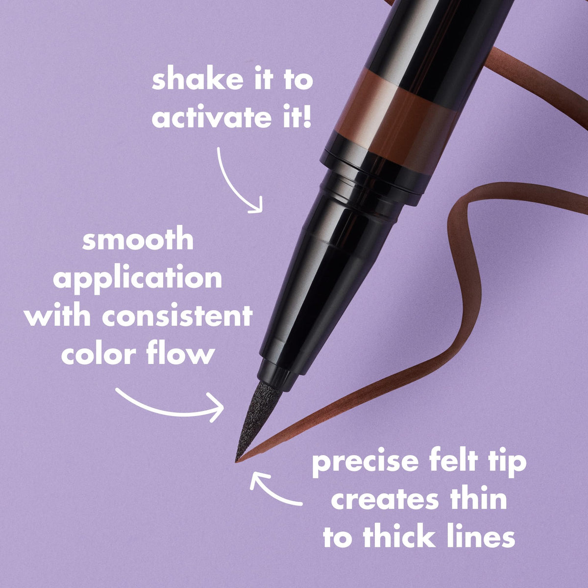 e.l.f. jet-black ink swipe swatch demonstrating rich, high-pigment payoff