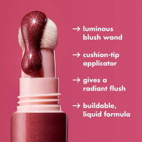 e.l.f. Halo Glow Blush applicator in hand demonstrating travel-ready ease