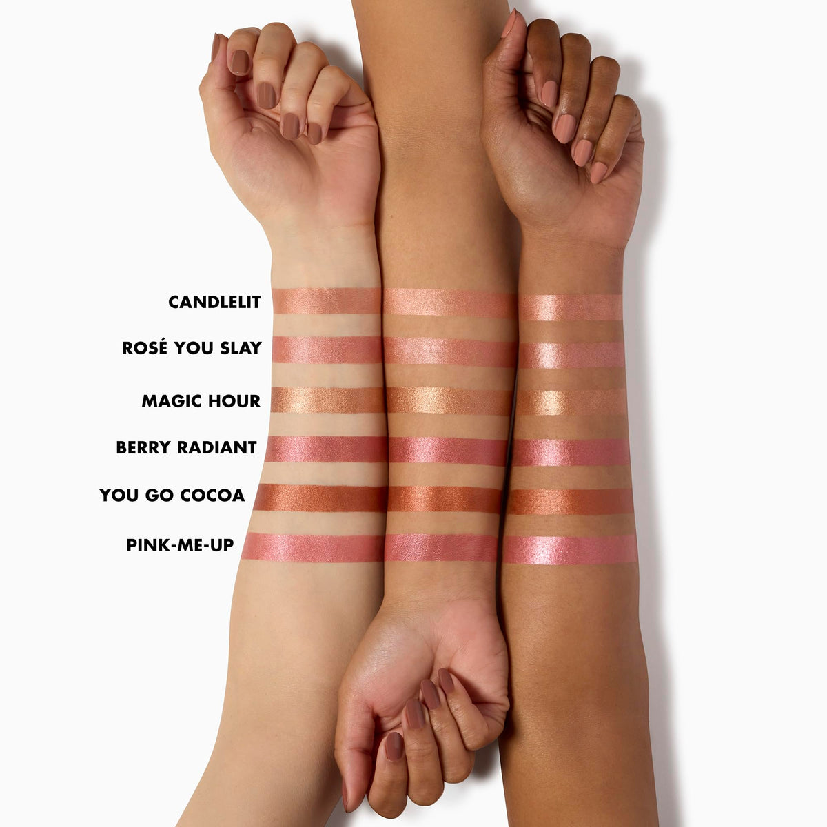 e.l.f. liquid blush texture swirl highlighting blendable, hydrating formula with luminous finish