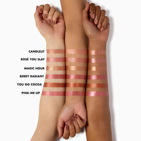 e.l.f. liquid blush texture swirl highlighting blendable, hydrating formula with luminous finish