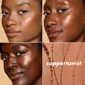 e.l.f. brush applying highlighter to cheekbone for natural radiant lift