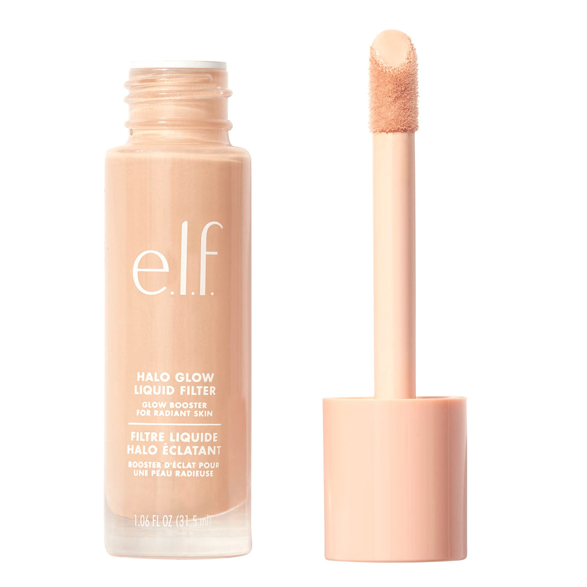 e.l.f. Halo Glow Liquid Filter front packaging showing shade and branding for easy selection