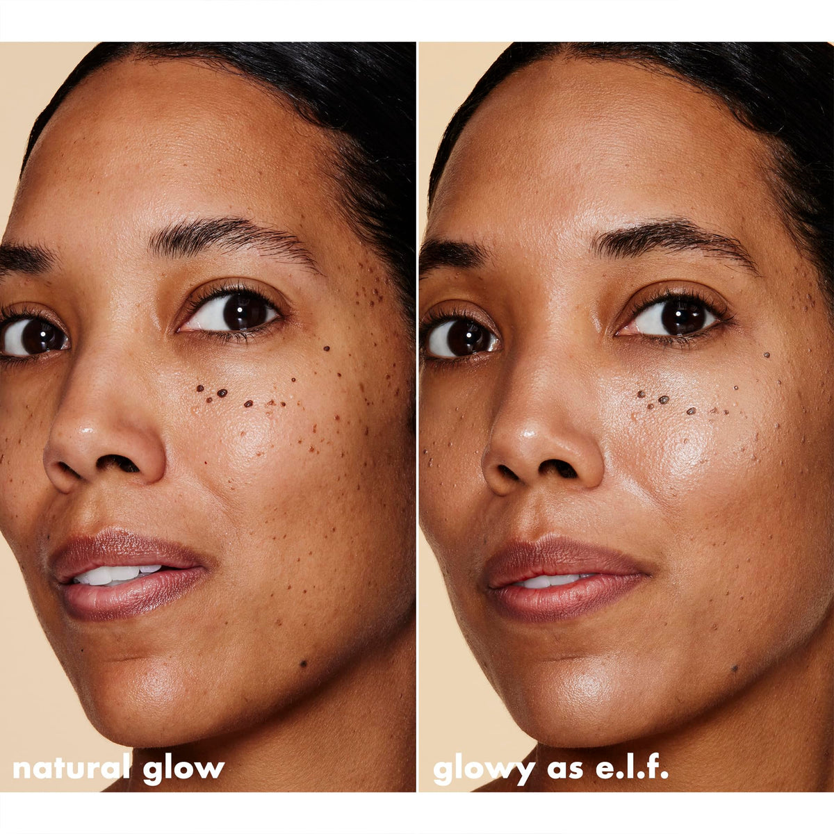 e.l.f. Halo Glow label close-up showing ingredient focus on hyaluronic acid benefits