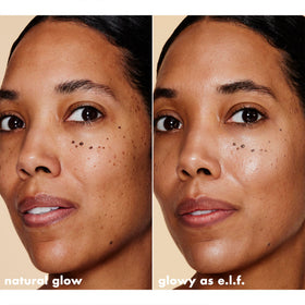 e.l.f. Halo Glow label close-up showing ingredient focus on hyaluronic acid benefits