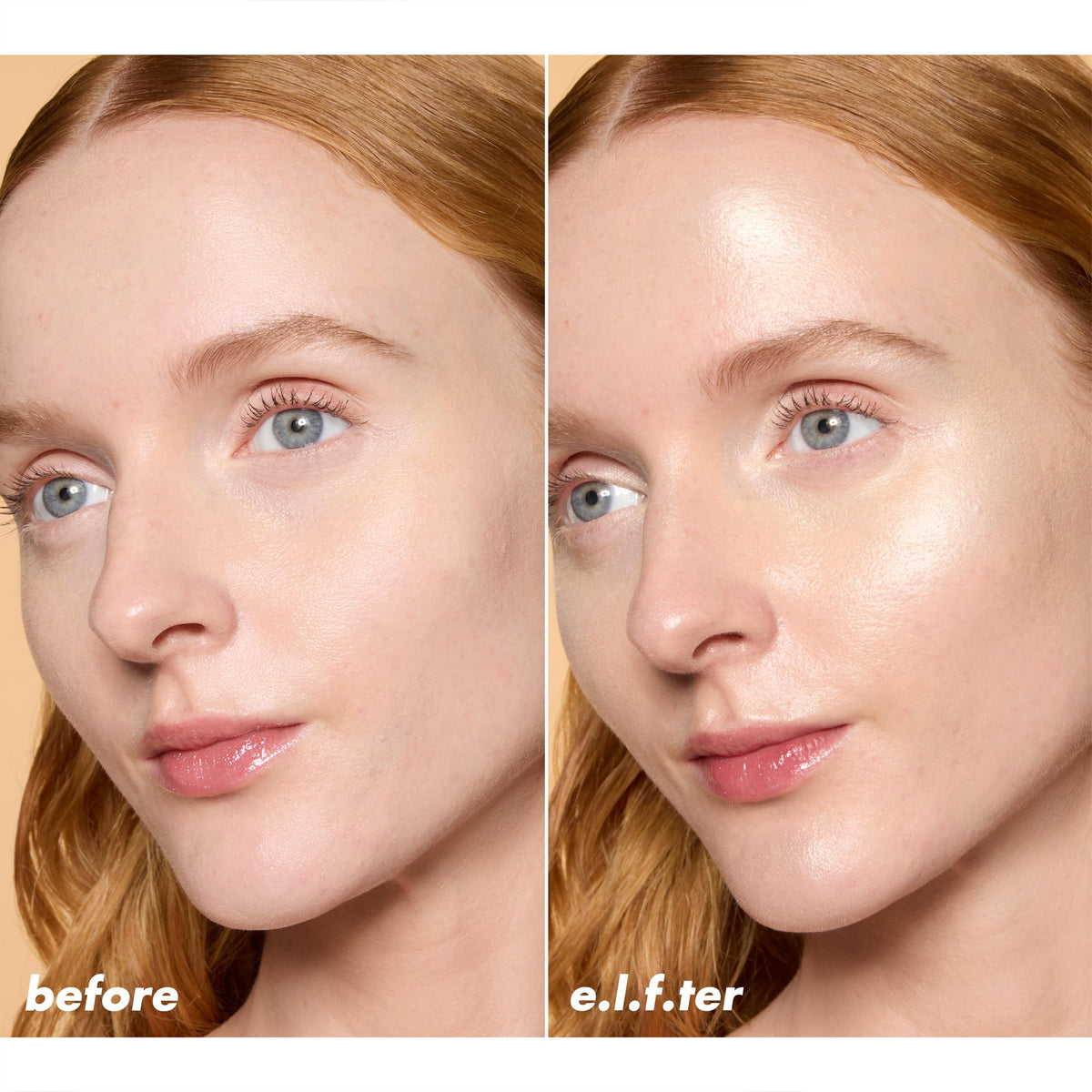 e.l.f. powder layered over Halo Glow wand for intensified luminosity