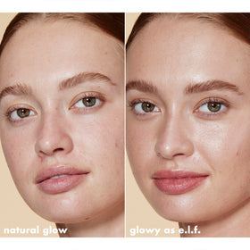 e.l.f. Halo Glow on bathroom vanity in lifestyle scene conveying daily radiant routine