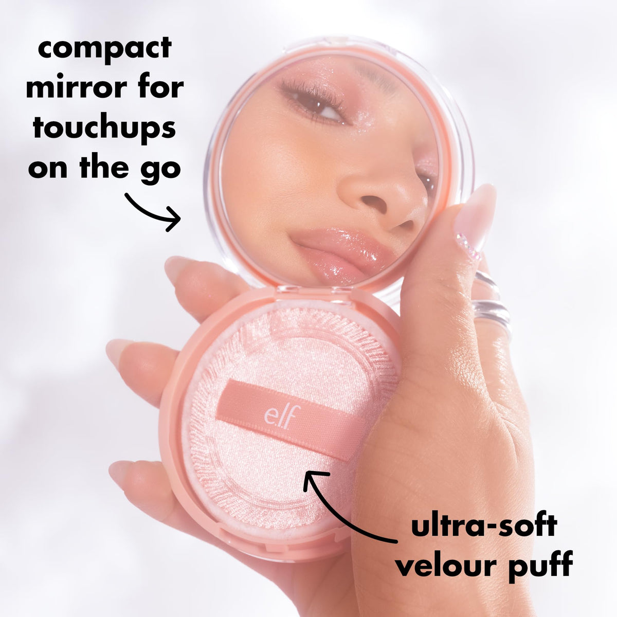 e.l.f. Halo Glow on a vanity with soft lighting showing a natural glow finish
