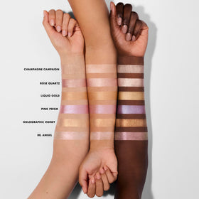 e.l.f. Halo Glow liquid texture swatch on skin demonstrating blendable, dewy finish