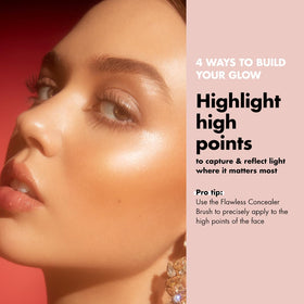e.l.f. Halo Glow mixed with foundation on palette, creates dewy finish