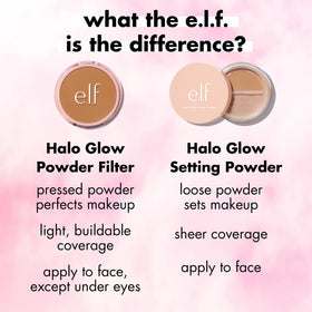 e.l.f. Halo Glow powder paired with liquid filter for airbrushed finish