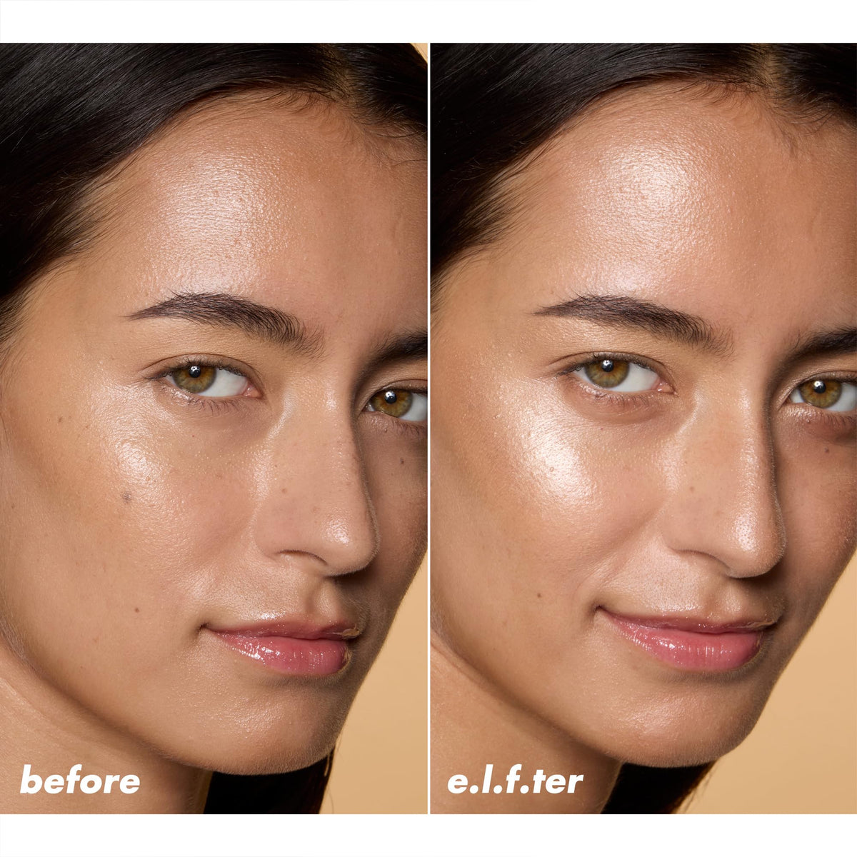 e.l.f. Halo Glow layered over beauty wand to boost glow and depth