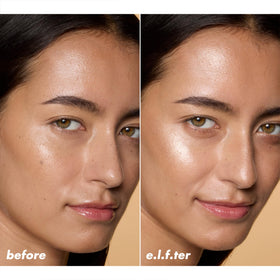 e.l.f. Halo Glow layered over beauty wand to boost glow and depth