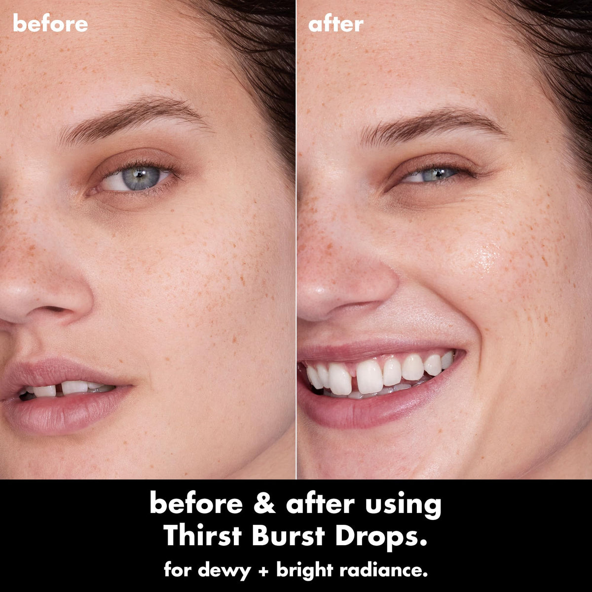 e.l.f. product applied to cheek demonstrating instant dewy, plump look