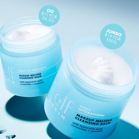 e.l.f. cleansing balm in hand demonstrating how it melts and spreads