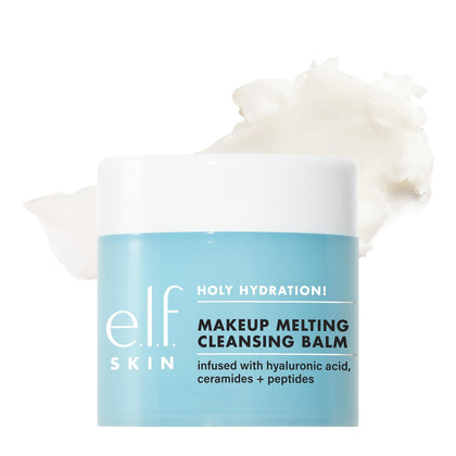 e.l.f. Holy Hydration cleansing balm front view showing jar and hydrating benefits