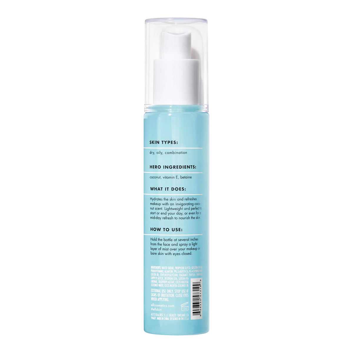 e.l.f. mist beside makeup bag and mirror showing convenient on-the-go refresh benefit