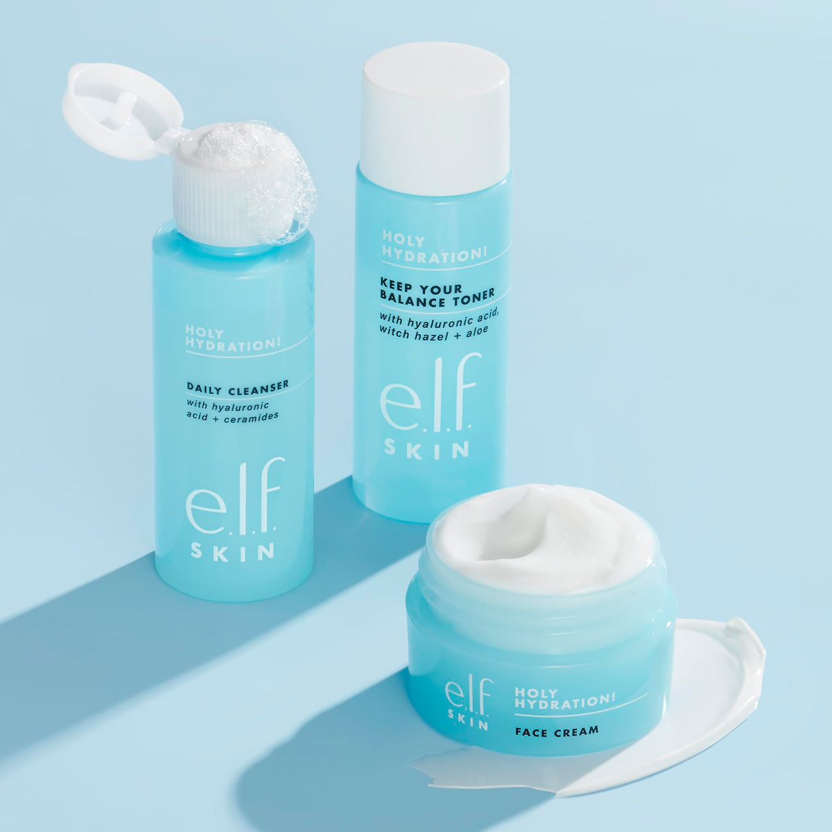 e.l.f. products in hand for scale showing compact sizes for on-the-go use