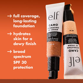 e.l.f. applying CC cream with brush for a smooth, natural finish