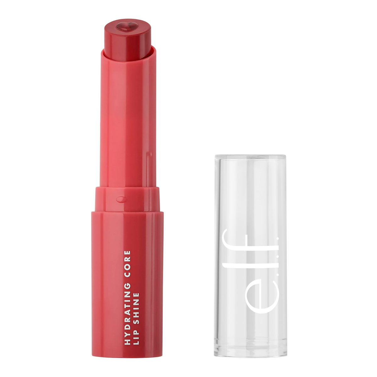 e.l.f. Hydrating Core Lip Shine front packaging shows Joyful Pink Rose tint and glossy finish