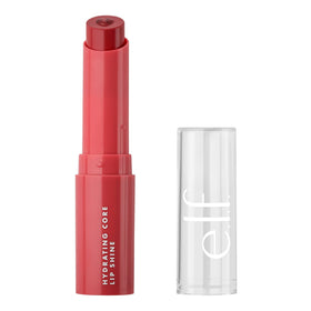 e.l.f. Hydrating Core Lip Shine front packaging shows Joyful Pink Rose tint and glossy finish