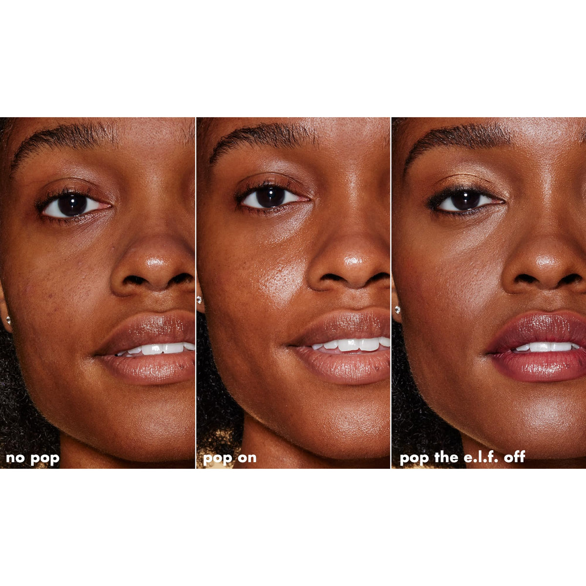 e.l.f. before and after swatch demonstrating smoother texture and makeup grip