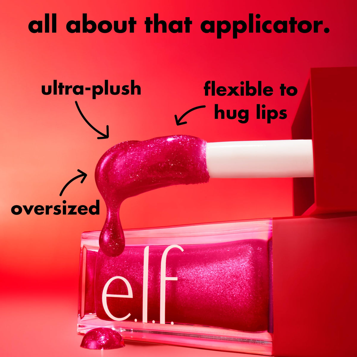 e.l.f. jelly pop swatch on arm showing sheer watermelon tint and shimmer