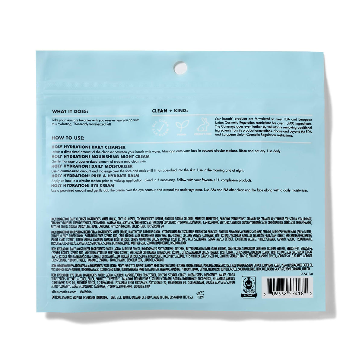 e.l.f. kit in a travel bag scene showing ease of use and on-the-go hydration benefit