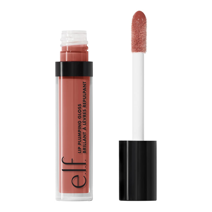 e.l.f. front packaging of Mocha Twist gloss showing sleek tube and shade, convenient travel size
