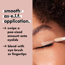 e.l.f. primer applied on eyelid demonstrating improved shadow adhesion