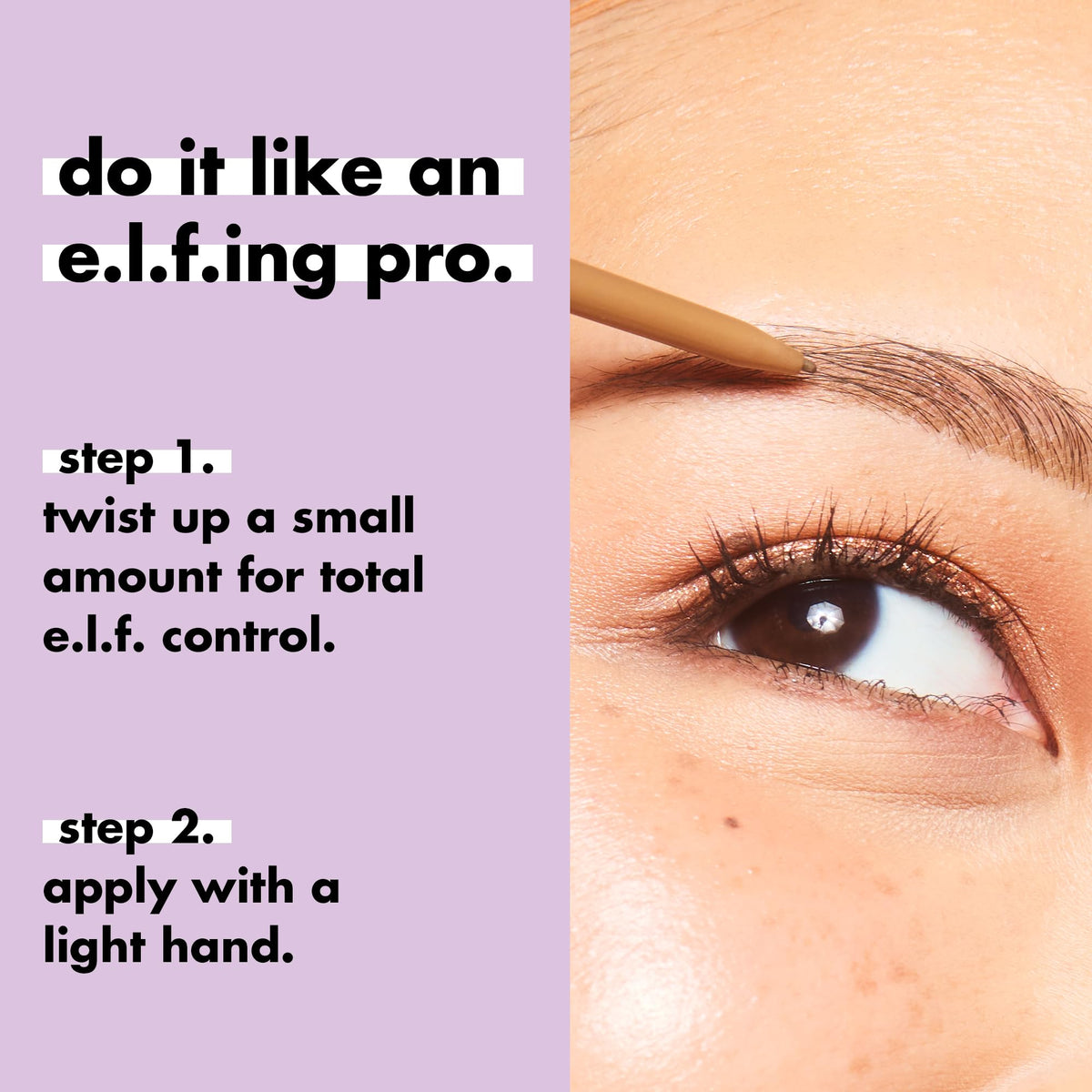 e.l.f. pencil held in hand to show size and portability for quick touch-ups