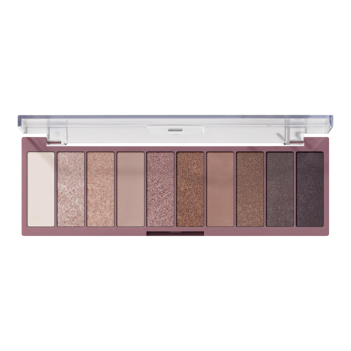 e.l.f. front view of palette showing ten shades and compact for easy selection