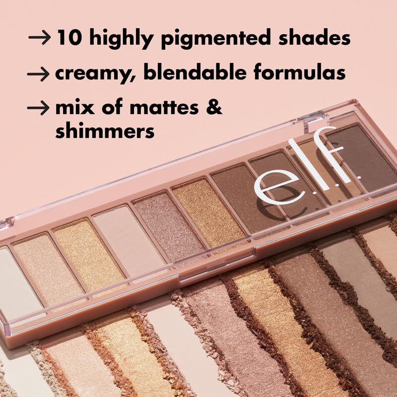 e.l.f. palette on vanity surrounded by brushes showing ready-to-use everyday styling