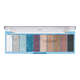 e.l.f. palette front view showing ten colorful shades and compact benefit