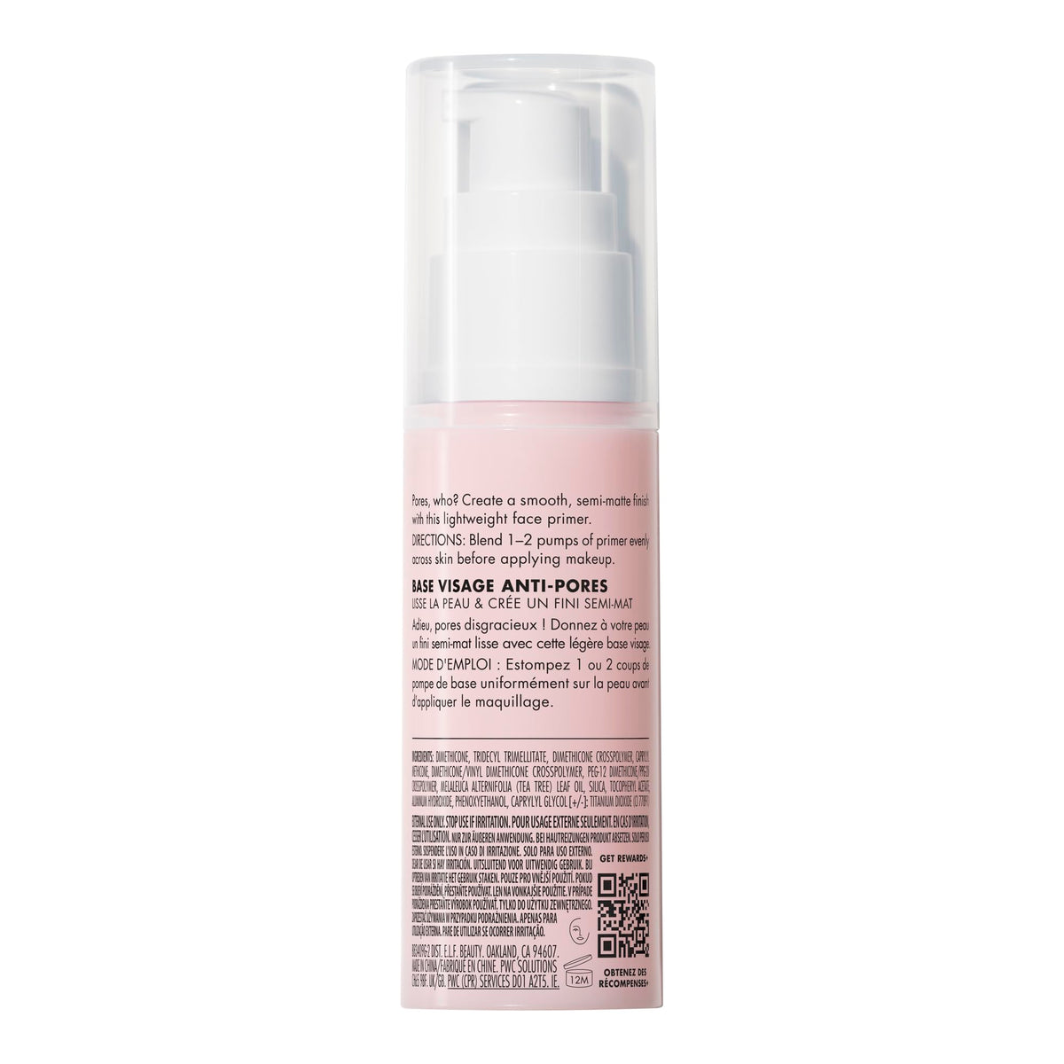 e.l.f. close-up ingredients label highlighting tea tree and vitamins benefit