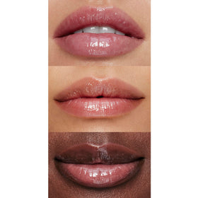 e.l.f. Pout Clout lips before and after showing visible plumper-looking shine and dimension