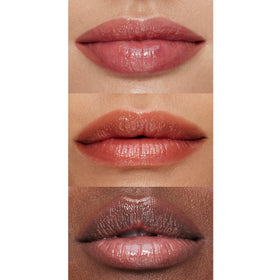 e.l.f. Pout Clout Toasted on lips in use adding sheer toasted color and visible shine