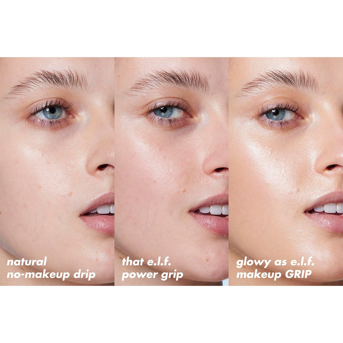 e.l.f. applying primer with fingertip to show easy blending and smoother makeup base