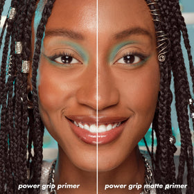 e.l.f. forehead before and after demonstrating reduced shine and smoother finish