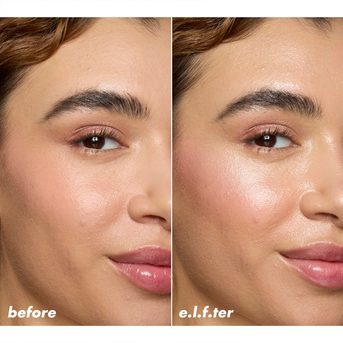 e.l.f. close‑up of pink pearl particles that create a soft reflective finish