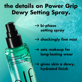 e.l.f. Power Grip texture droplet highlighting hydrating formula with visible sheen